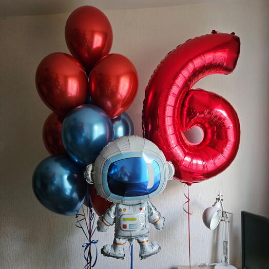 Гелевые шары шарики синие и красные космос-12шаров