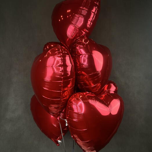 Шары Сердечки красные️-7шт 🎈🫶🏻