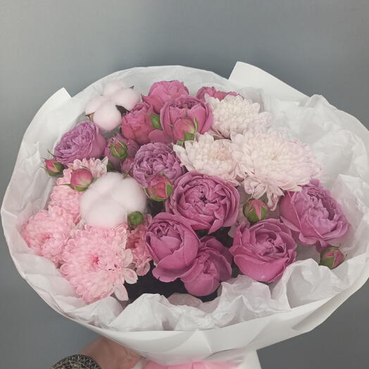 Букет из кустовых роз и хризантемы Акция😍