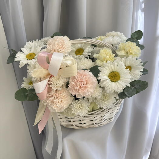 Подарок с теплом: корзина пастельных цветов🌸
