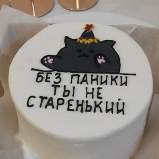 Бенто-торт из серии "Без паники - ты не старенький" (кот в колпаке)