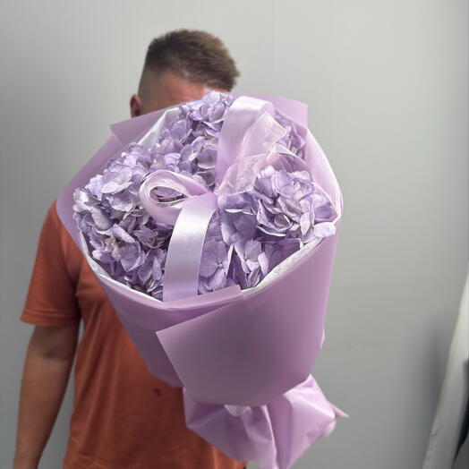Букет из фиолетовых гортензий, 3шт