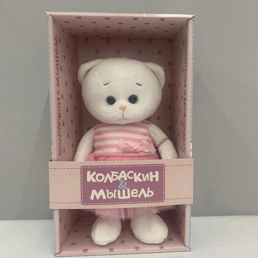 Мягкая игрушка Кошечка Мышель в розовом платье