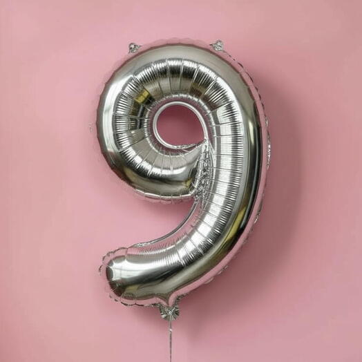 Шар цифра серебро «9»