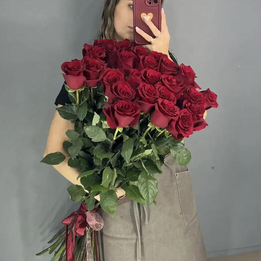 Метровая красная роза монобукет 💍️