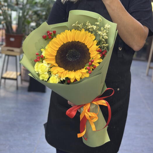 Хит! Букет на 1 сентября с подсолнухом 💛