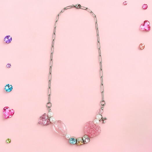 Колье ручной работы с жемчугом и Swarovski — подарок девушке