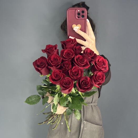 Монобукет🌹 Красная Роза 15 шт