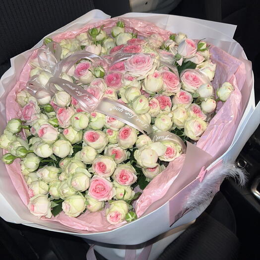 Букет из пионовидных роз 💚🩷