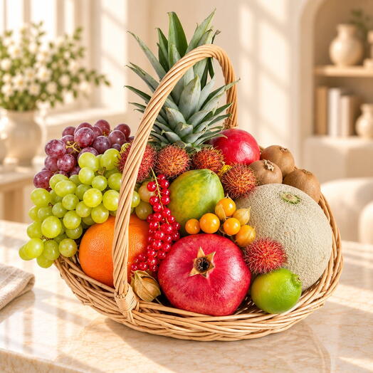 Fruit basket "Heavenly miracle" / weight: 8 kg / size: 40*33*66 / fresh fruit / gift set / gift basket