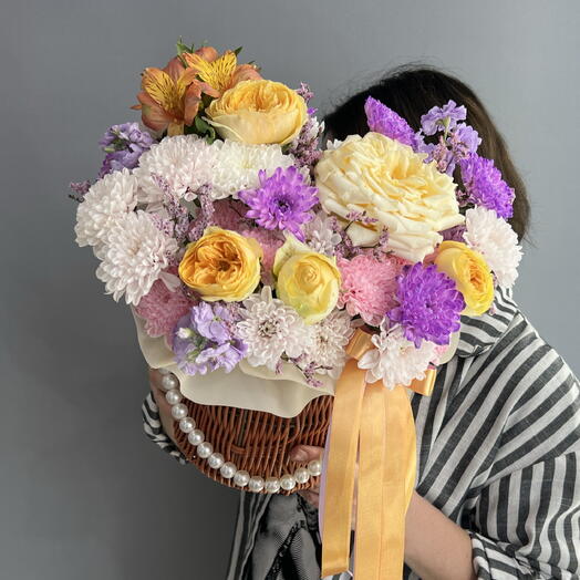 Композиция осенняя 🧡 пионовидная Роза 💛💛💛 кустовая Роза 🩷