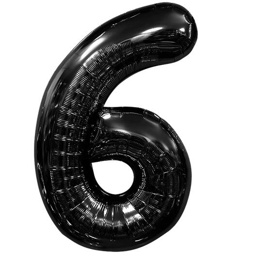 Цифра гелиевая 6 черный глянец