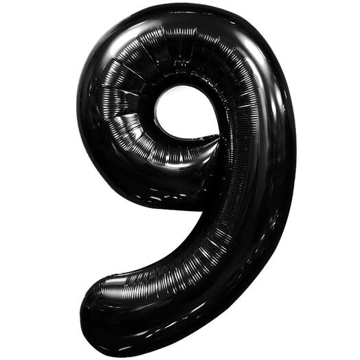 Цифра гелиевая 9 черный глянец