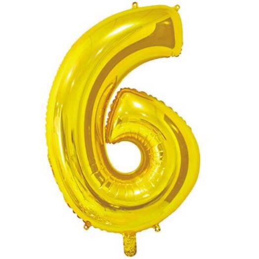 Шар цифра "6" с гелием золото, Gold