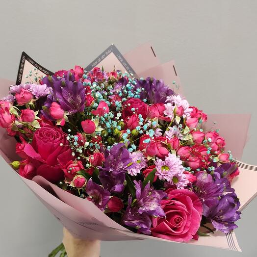 Mega ramo de rosas y alstroemeria
