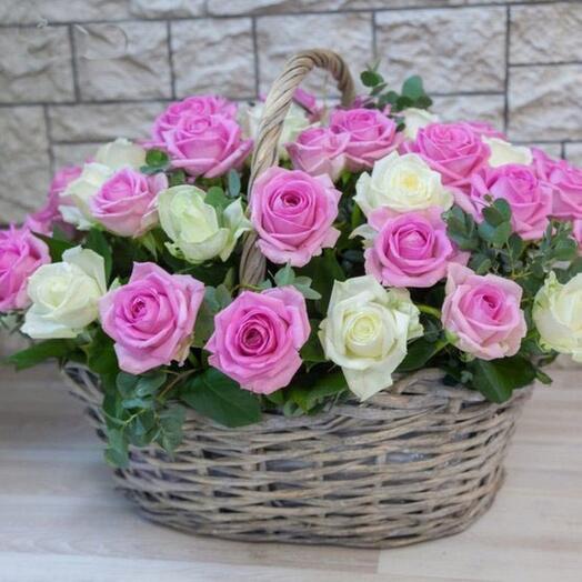 Basket of delicate roses