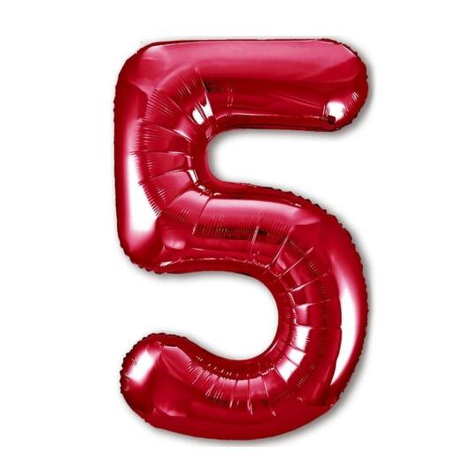 Шар-цифра "5" гелиевый, цвет красный     