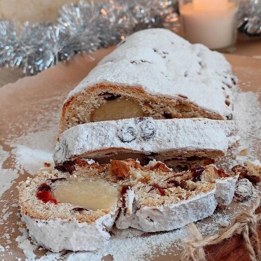 Рождественский немецкий кекс штоллен с марципаном, штоллен на новый год  в подарок, подарок на новый год