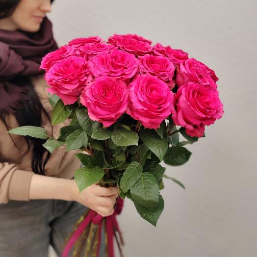 💗Малиновые пионовидные розы 15 шт
