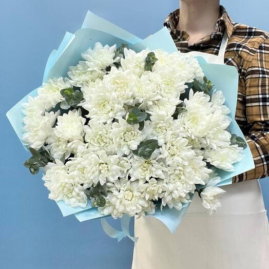 Букет из 9 белых Кустовых Хризантем