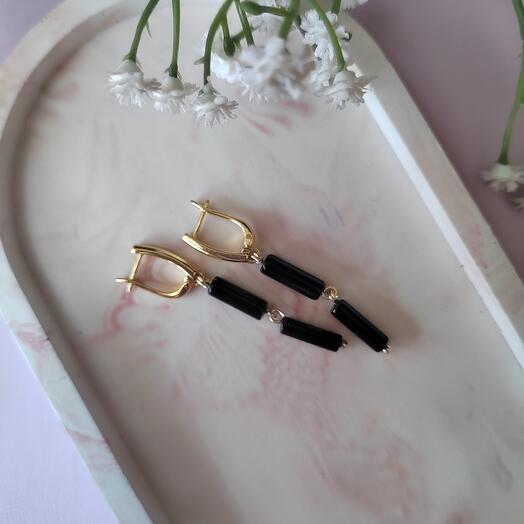 Серьги из чёрного агата