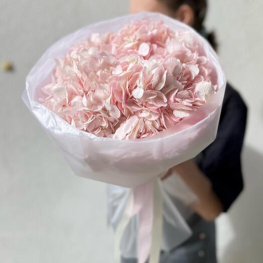 Стильный букет из 3 розовых гортензий