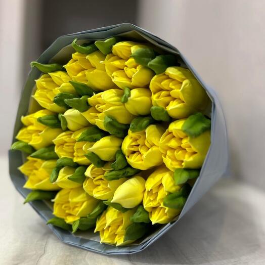 Букет из зефира, подарок "Лучезарный букет из желтых тюльпанов"
