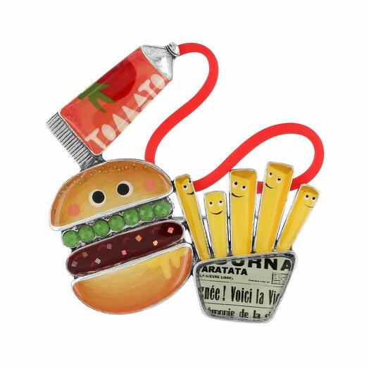 Брошь TARATATA, Ketchup, смола,глиттер,микрошарики,шнур,кабошон, TT-W23-08205-10M серебристый