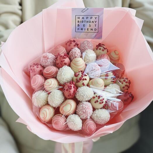 Букет из клубники в шоколаде «Малина-кокос»