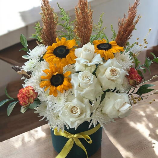 Roses and Sunflowers in the Box