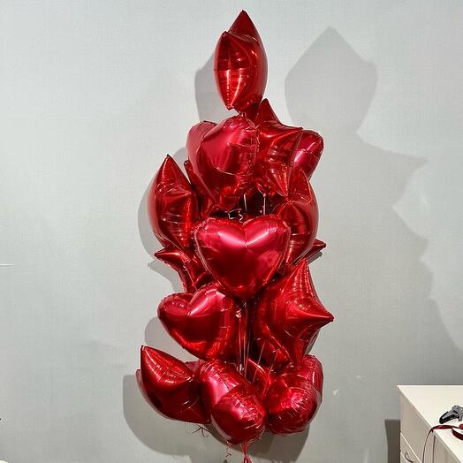 Red balloons hearts stars 20 pcs