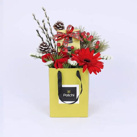 Holiday Wishes Flower Patchi Arrangement