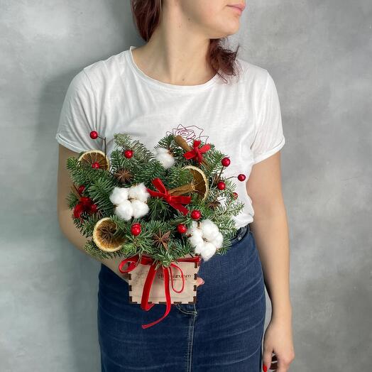 Аромат Рождества - праздничная композиция из нобилиса с натуральным декором