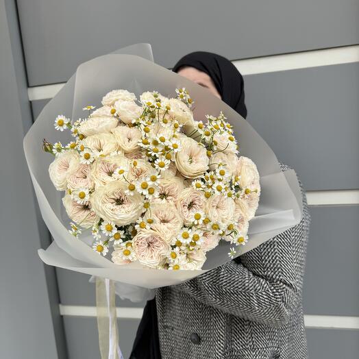 Микс кустовые розы+ромашки