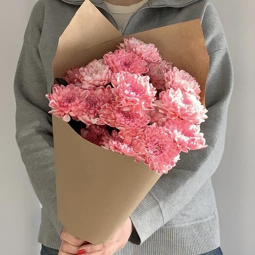 Малиновая хризантема в крафте 🌸