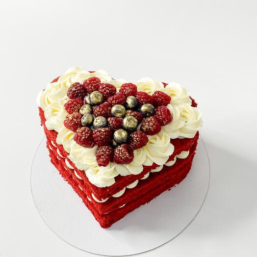 Торт-сердце красный бархат девушке, жене