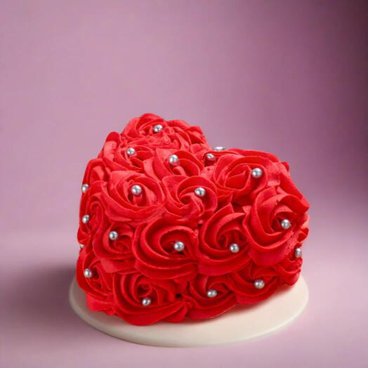 Valentine red rosette strawberry cake