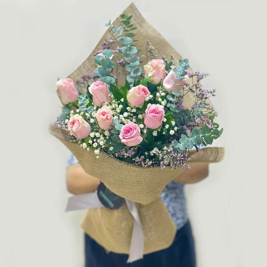 Burlaped Pink Bouquet