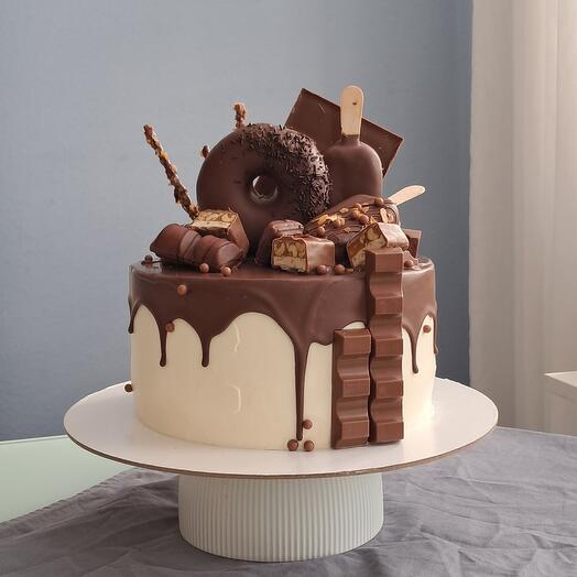Birthday cake, chocolate decor, sweets