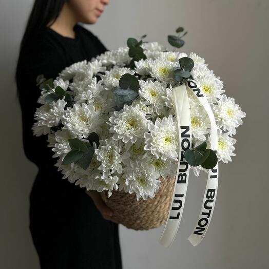 Кашпо с хризантемами, размер М