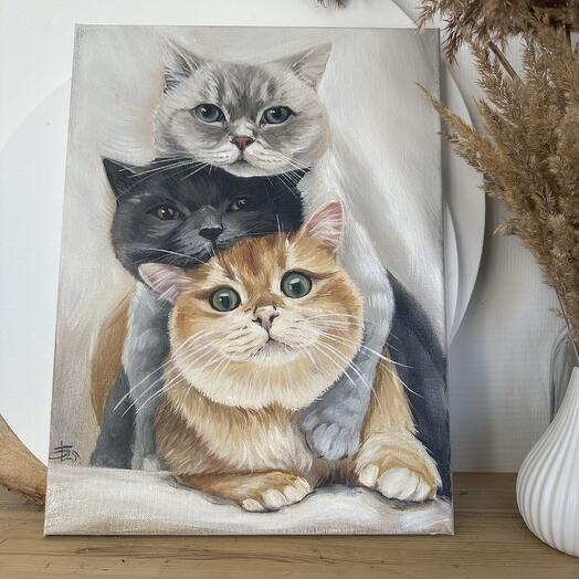 Картина маслом с котами