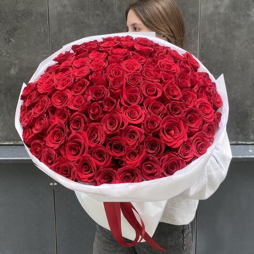 101 красная роза премиум