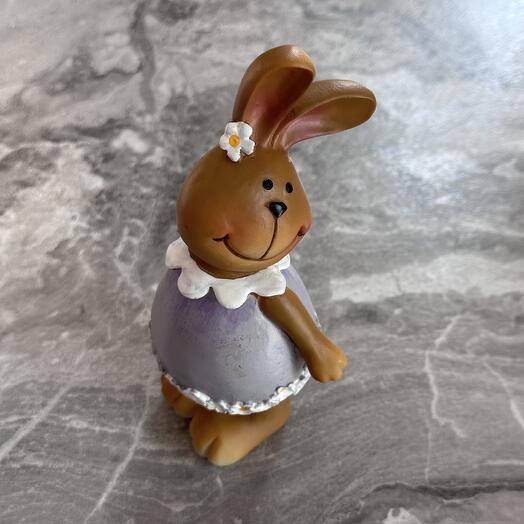 Керамическая фигурка- зайка в лавандовом платье💜