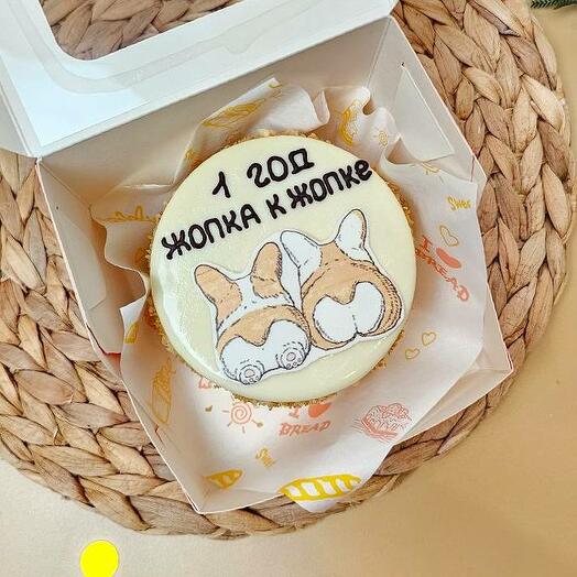 Бенто торт на годовщину, корги "1 год жопка к жопке"
