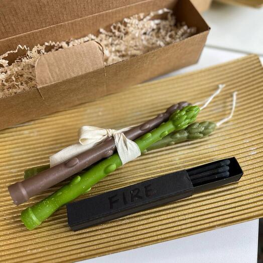 Свеча ароматическая Спаржа набор из трех штук