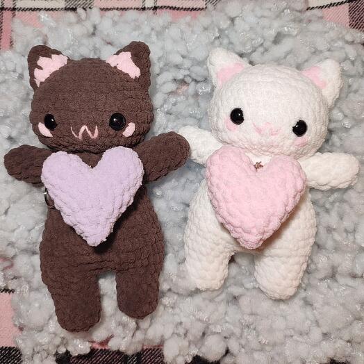 Набор мягких вязаных игрушек Peach and Goma, пич и гома милые котики