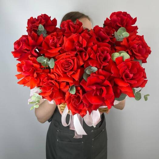 Корзина с французской розой и эвкалиптом 🥰