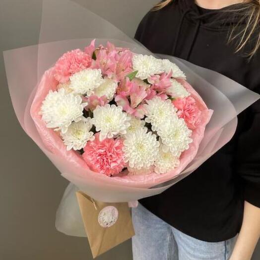 Искра💗 Сборный авторский букет с диантусом, альстромерией, хризантемой N18