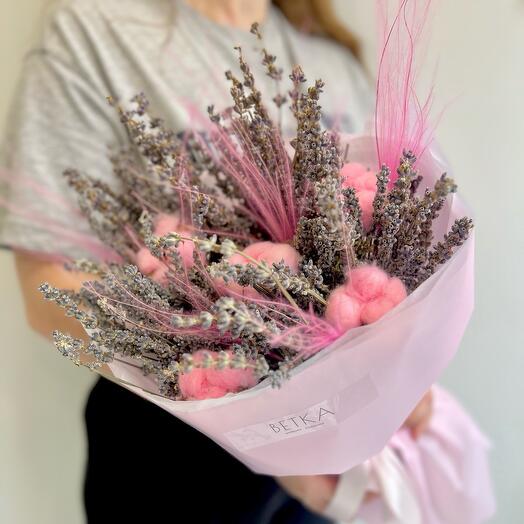 Букет из лаванды, хлопка 🌸💗