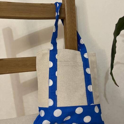 Мини-шоппер бело-синий